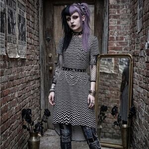 Deadstock LulaRoe Wavy Striped Trapeze Midi Tunic Dress Soft Knit XS